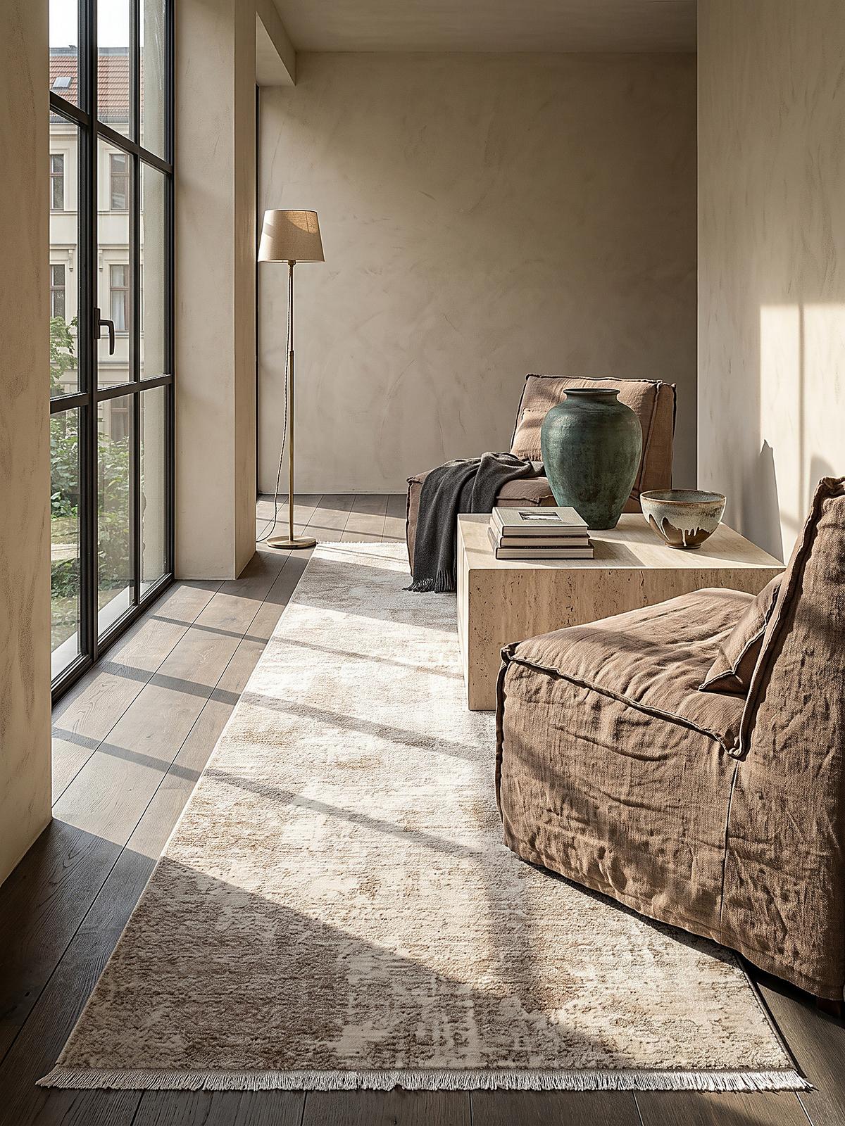 TEPPICHLÄUFER Abstrakt SCRIVIA Polypropylen Beige 80 x 300 cm - Beige, Textil (80/300cm) - KADIMA DESIGN
