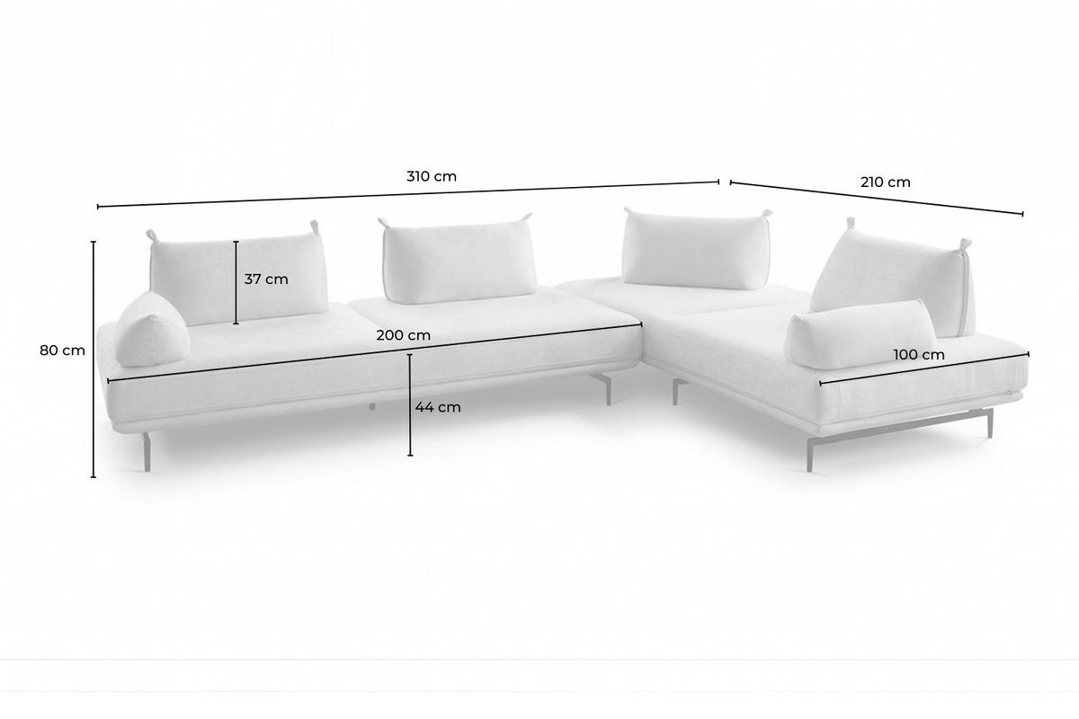 ECKSOFA CANE Grau Webstoff - Schwarz/Grau, Textil/Metall (310/210cm) - KAWOLA