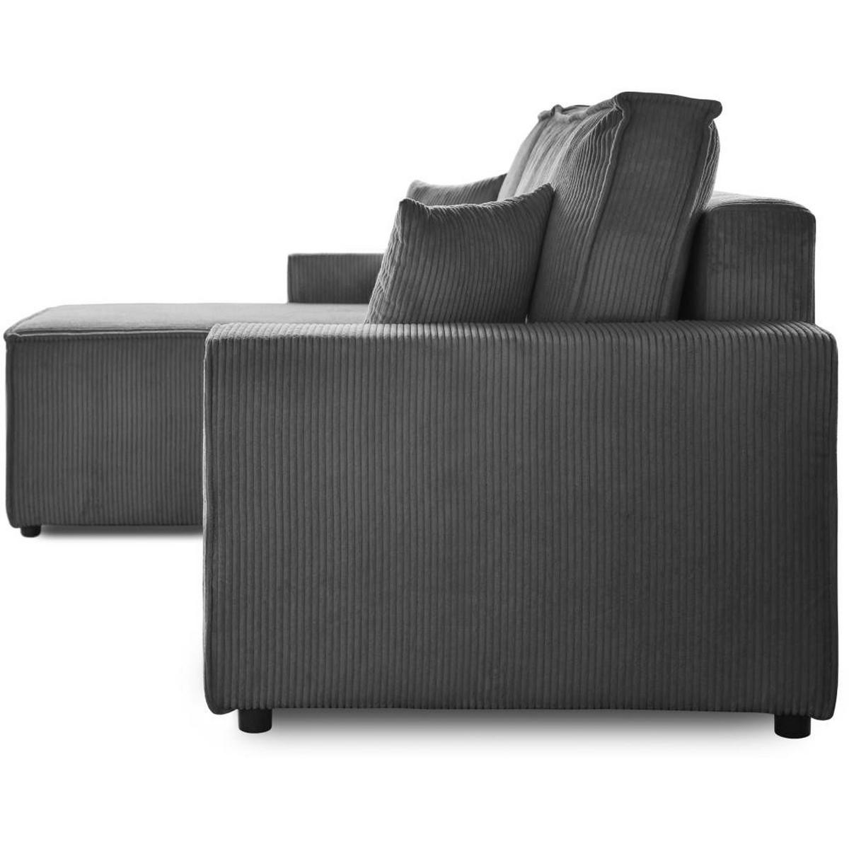 ECKSCHLAFSOFA mit Schlaffunktion Hektor, 247 cm, Ottomane 70 cm, grau - Schwarz/Grau, Kunststoff/Textil (247/152cm) - Beautysofa