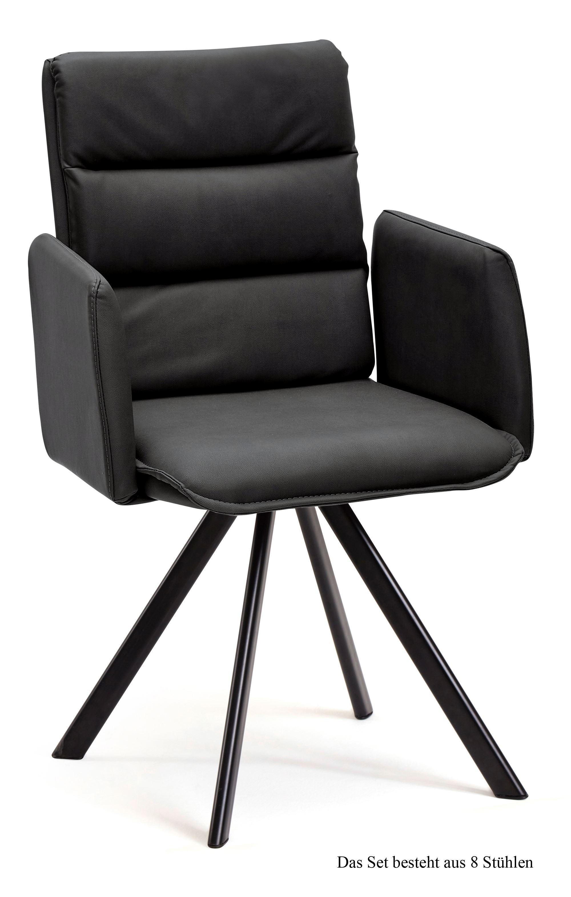ARMLEHNSTUHL drehbar (8er-Set) Devin 52x92x60 Schwarz/Anthrazit - Anthrazit/Schwarz, Kunststoff (60/92/52cm) - 58aufmkessel