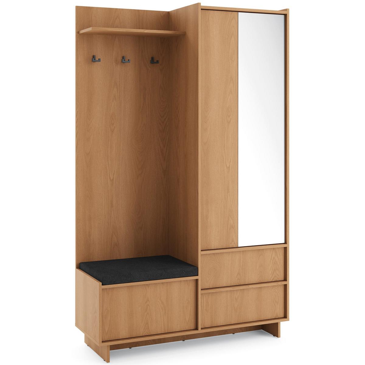 KLEIDERSCHRANK Yasumi mit 2 Schubladen 125 cm - Eichefarben, Holzwerkstoff (125/201/39cm) - Selsey