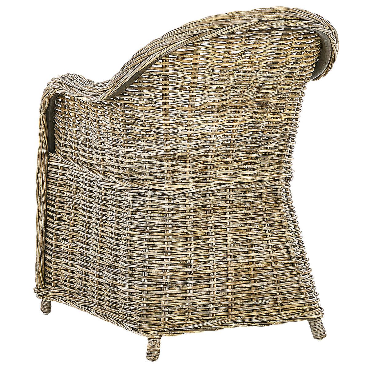 GARTENSESSEL Rattan natürlich Auflagen cremeweiß Susua - Beige/Naturfarben, Naturmaterialien (54/87/67cm) - Beliani