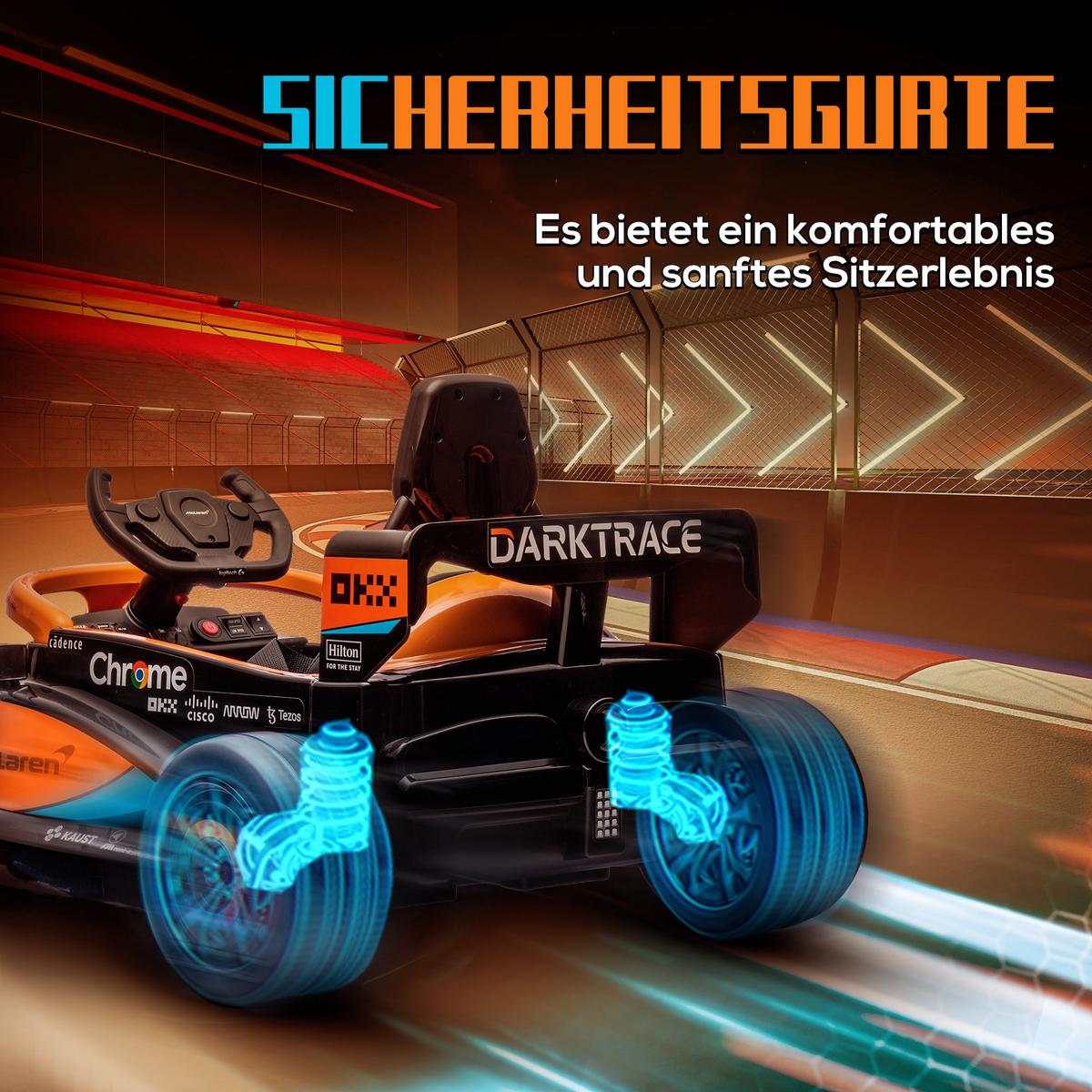 KINDER Elektroauto, 12V Kinderfahrzeug mit 2,4G-Fernbedienung, MP3 USB, Orange - Orange, Kunststoff (115/67/50cm) - AIYAPLAY