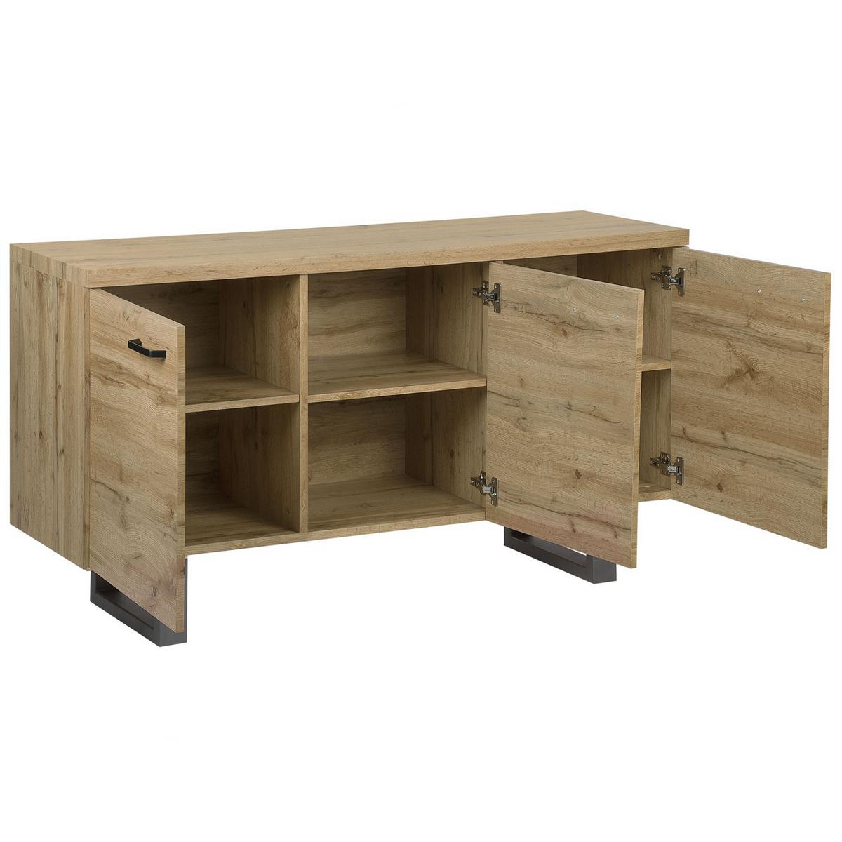 SCHRANK Hellbraun Timber - Braun, Holzwerkstoff (140/79/42cm) - Beliani