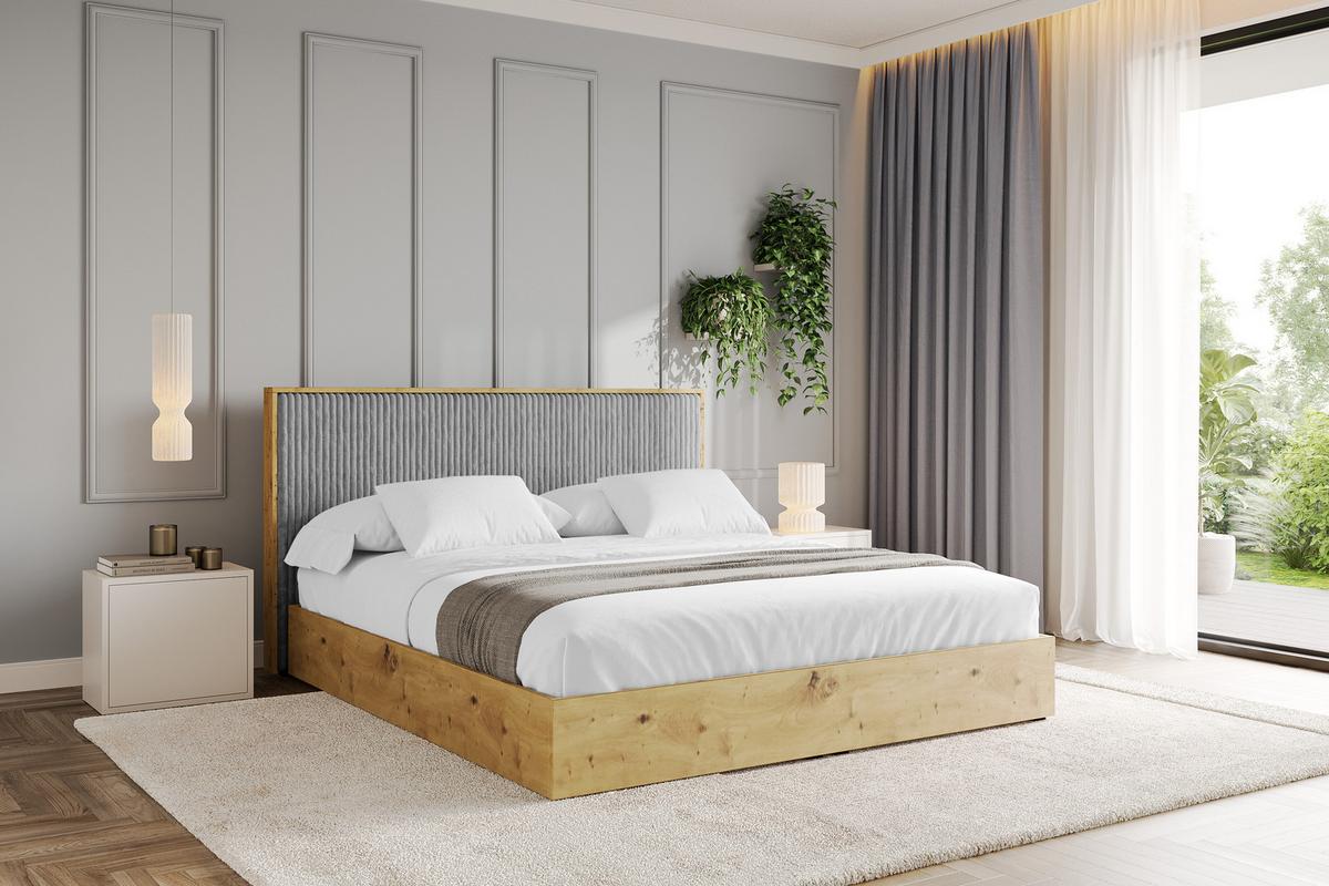 POLSTERBETT mit Bettkasten und Lattenrost, Boxbett mit Kopftei und Stauraum ohne Matratze - ENZO10 200x200 Grau - Grau, Holzwerkstoff/Textil (200/200cm) - ALTDECOR