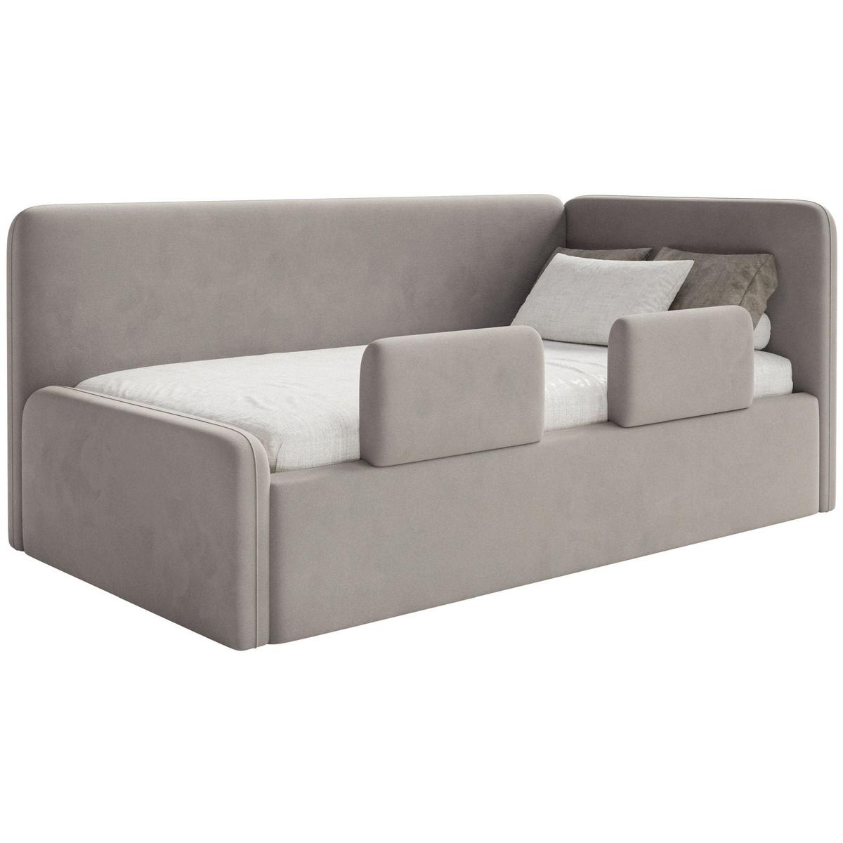 KINDERBETT Fanko Samt Graubeige 90x200 cm - Taupe/Schwarz, Kunststoff/Textil (90/200cm) - Selsey