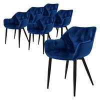 ESSZIMMERSTÜHLE 6er Set Dunkelblau Samt - Schwarz/Dunkelblau, Metall (67/83/59cm) - ML-DESIGN