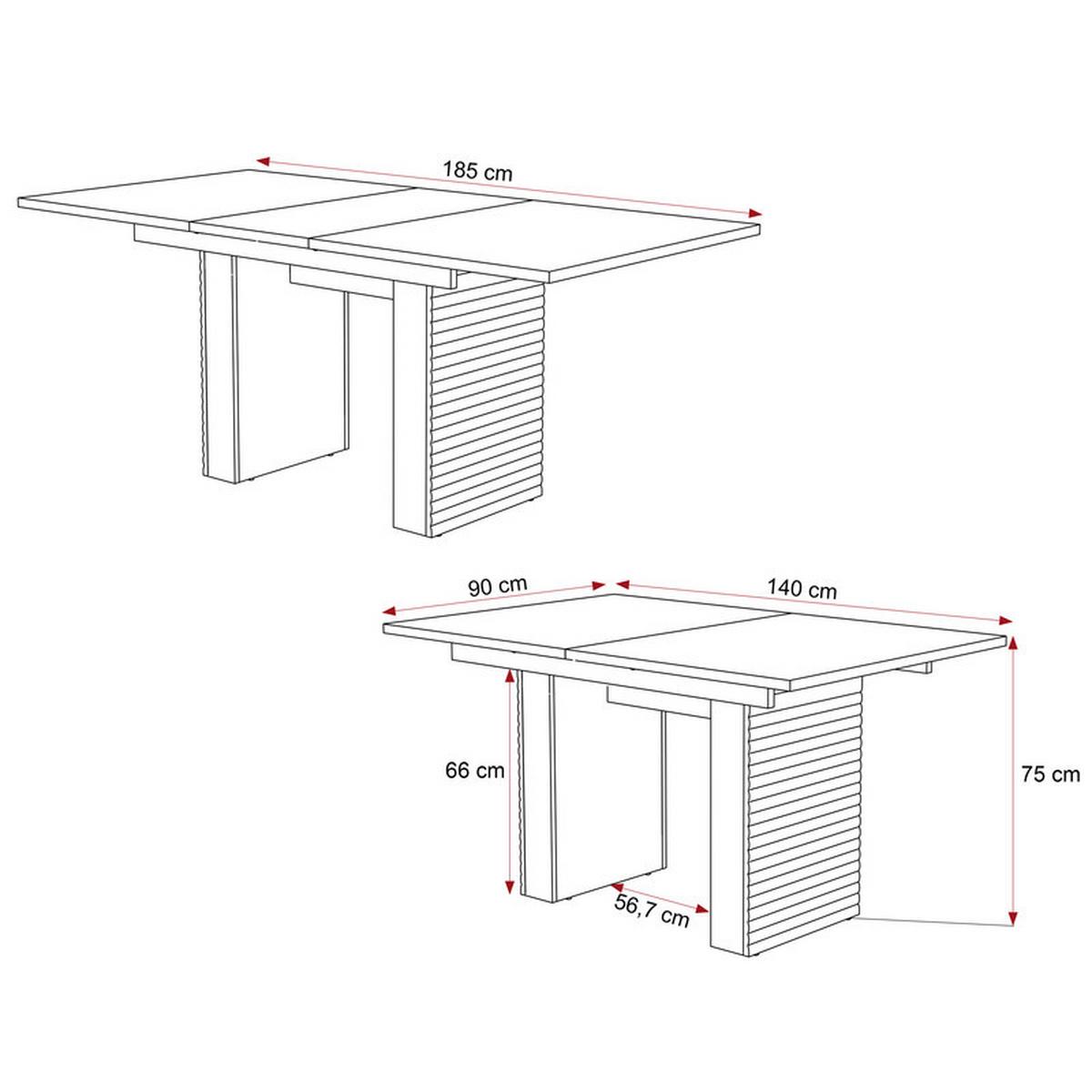 AUSZIEHTISCH LUSSO 140/90/75 cm Eiche - Eichefarben, Holzwerkstoff (90/140/75cm) - Idohome