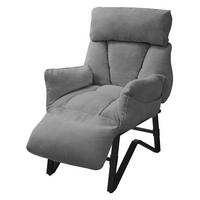 SESSEL mit Liegefunktion Grau Leinenbezug Relaxsessel verstellbar für Wohnzimmer - Schwarz/Grau, Textil/Metall (85/102/82cm) - ML-DESIGN