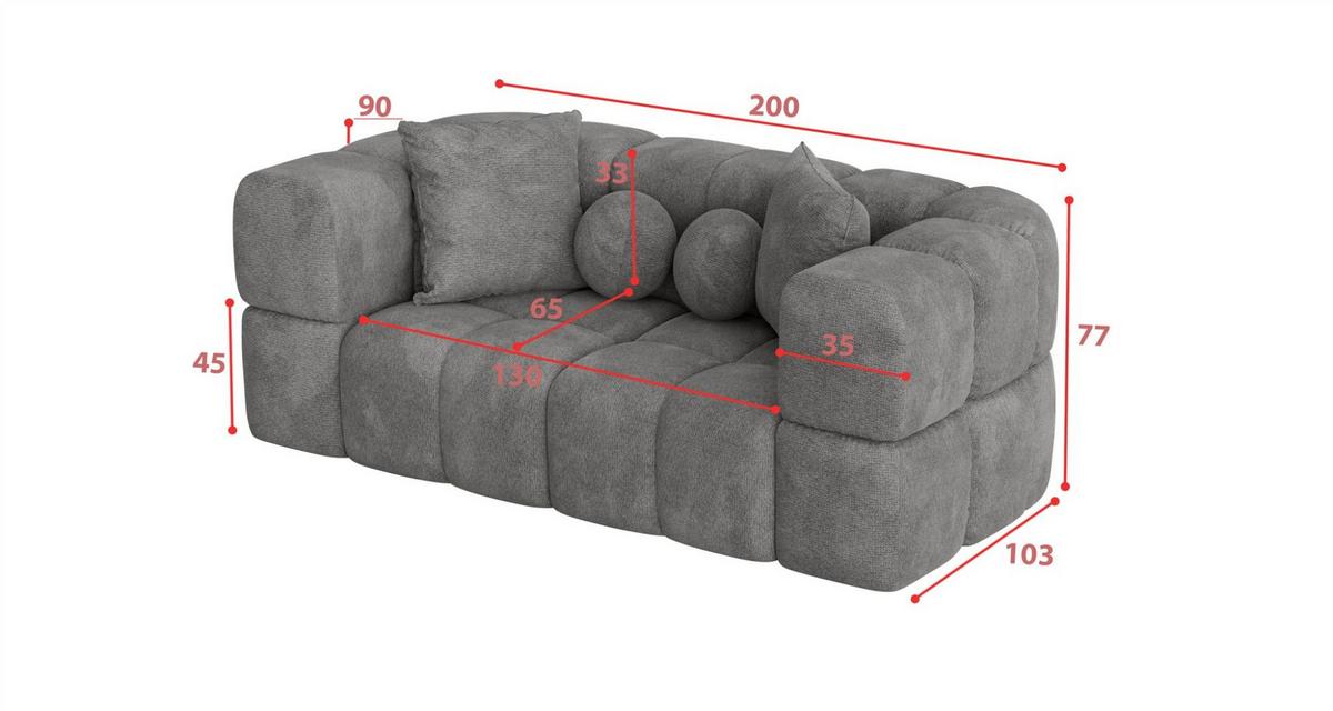 SOFA 2-sitzer Vega - Braun, Holzwerkstoff/Textil (200/77/103cm) - Fun Möbel