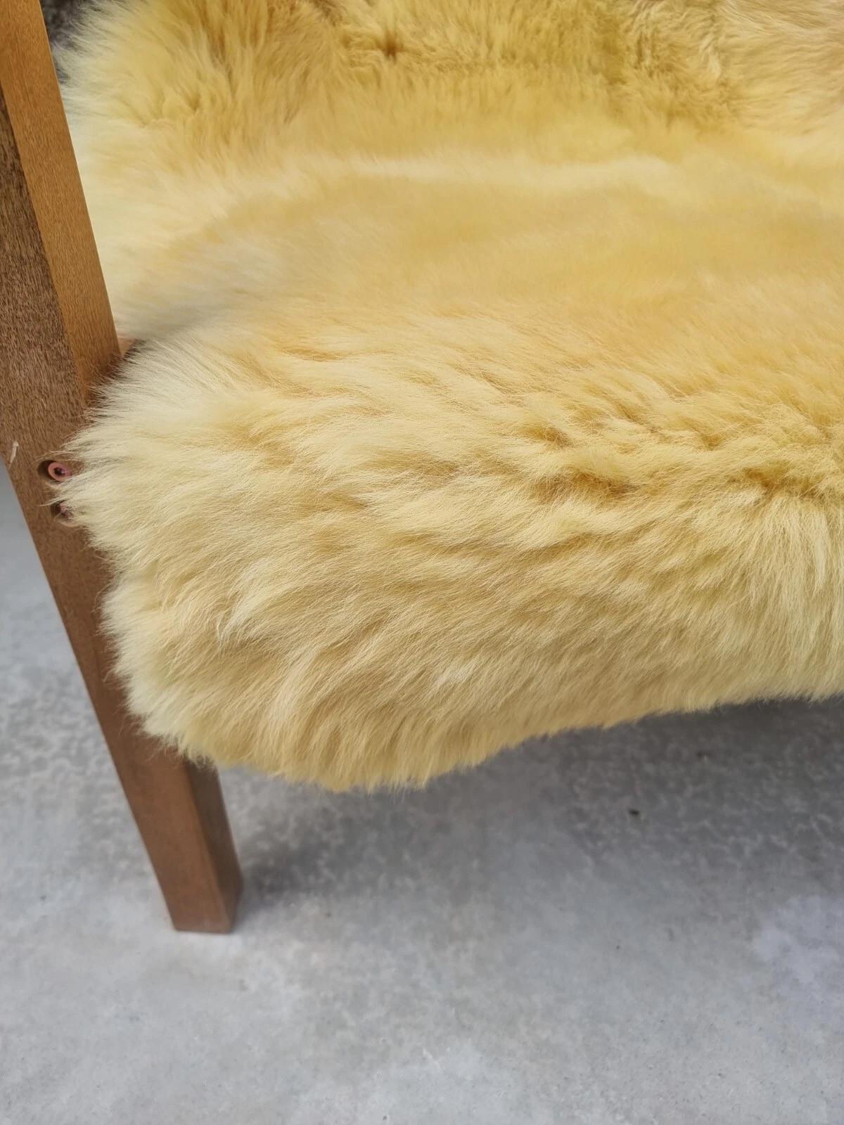 SCHAFFELL Premium Lammfell Natur ungeschoren weiche Wolle Medizinisch gegerbt ca. 105 cm - Gelb, Fell (55/105cm) - Provellus