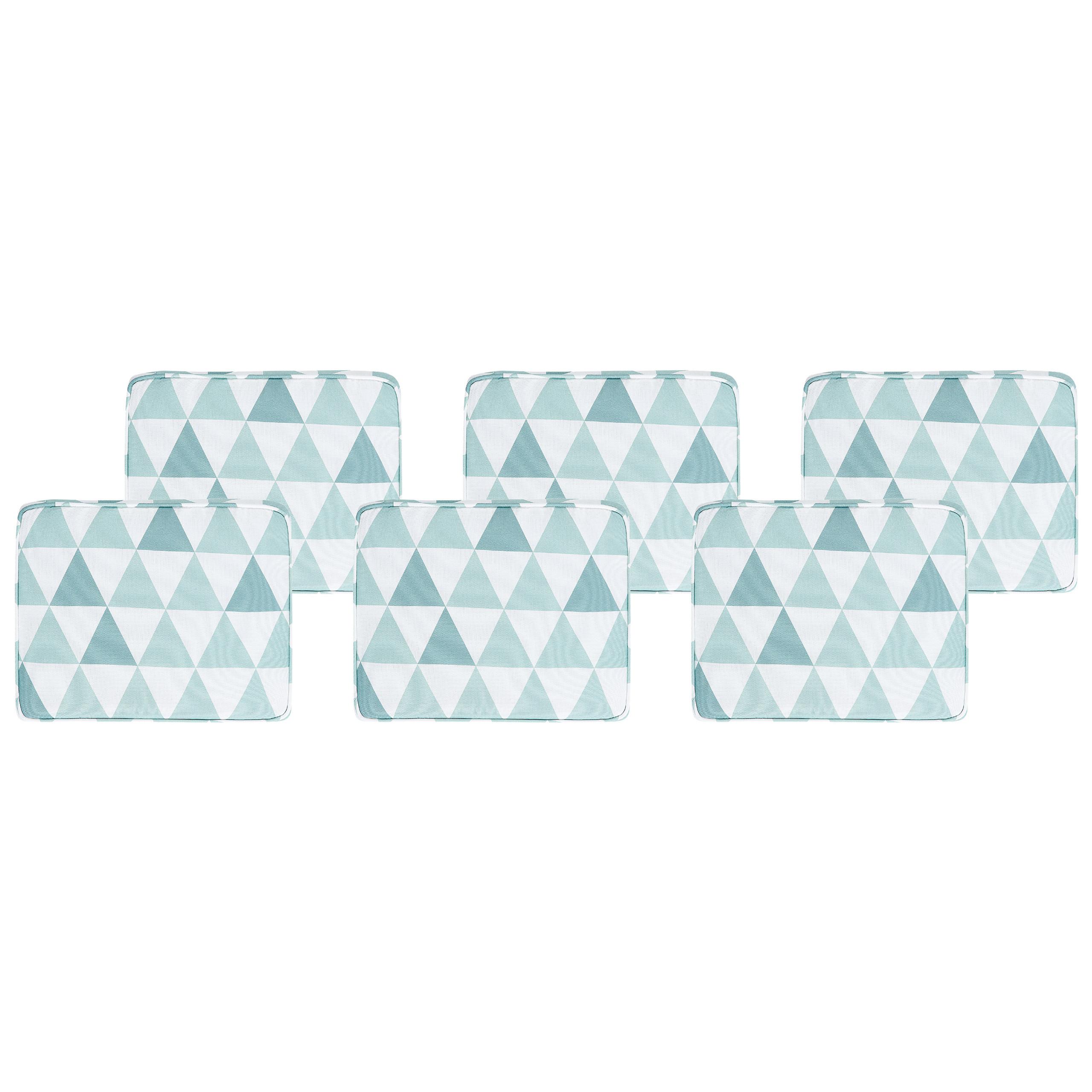 GARTENSTUHLKISSEN 6er-Set Hellblau 39/31 cm Tolve - Blau/Weiß, Textil (39/5/31cm) - Beliani