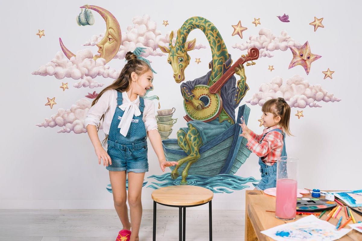 WANDAUFKLEBER 130x178cm - Märchentiere - Multicolor, Kunststoff (130/178/0.1cm) - Wallfluent
