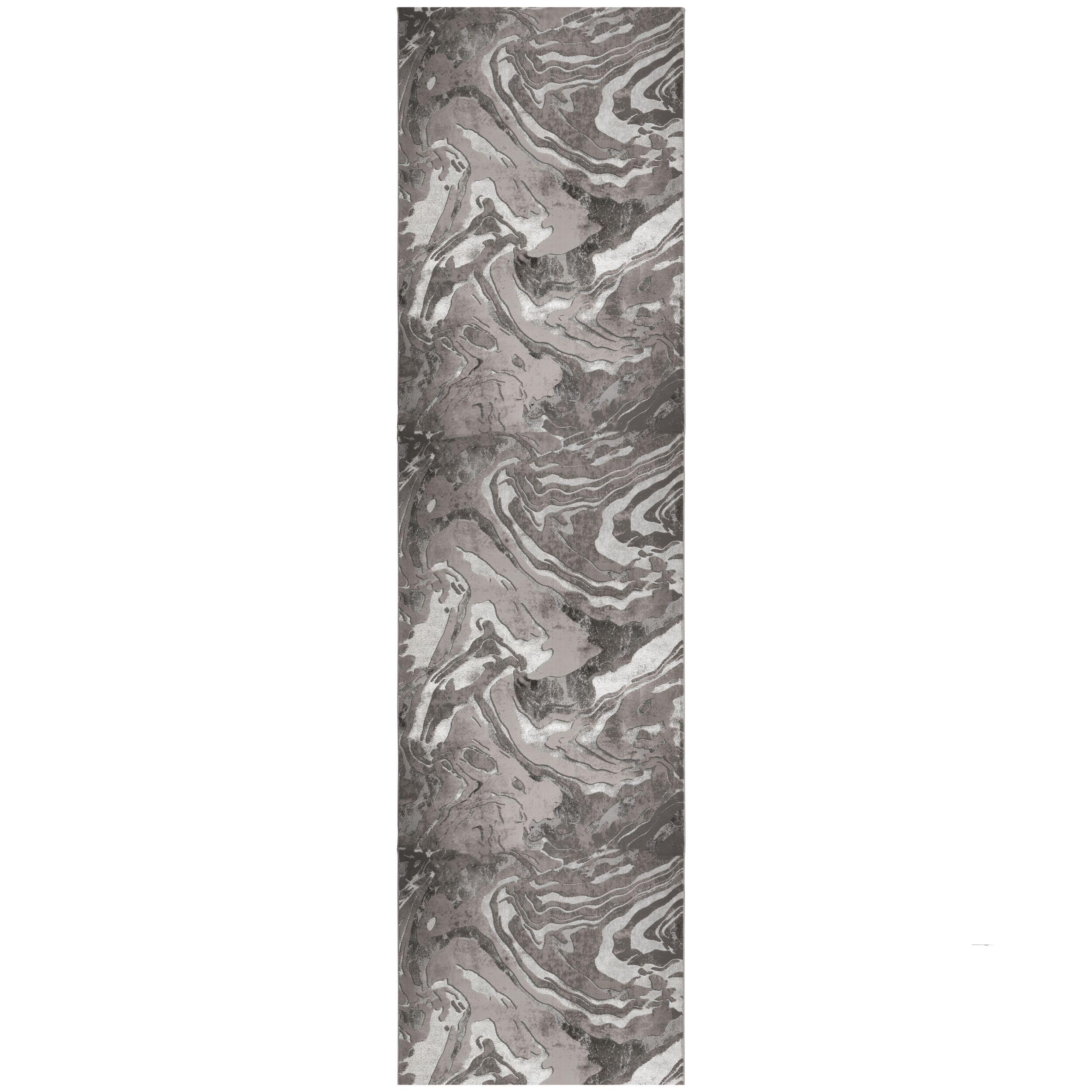 TEPPICH OUSE, abstrakt, Silber, 80 x 300 cm - Grau, Textil (80/300cm) - KADIMA DESIGN