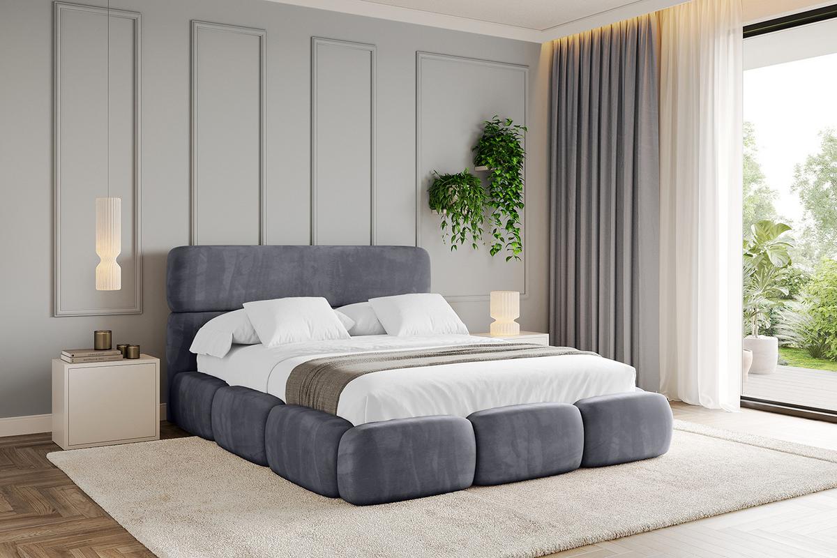 POLSTERBETT mit Bettkasten und Lattenrost, Boxbett ohne Matratze - ELVA 180x200 Dunkelgrau - Dunkelgrau, Holzwerkstoff/Textil (180/200cm) - ALTDECOR