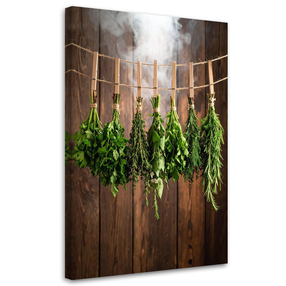LEINWANDBILD Kräuter Gewürze 80x120cm - Braun, Textil (80/120cm) - Feeby