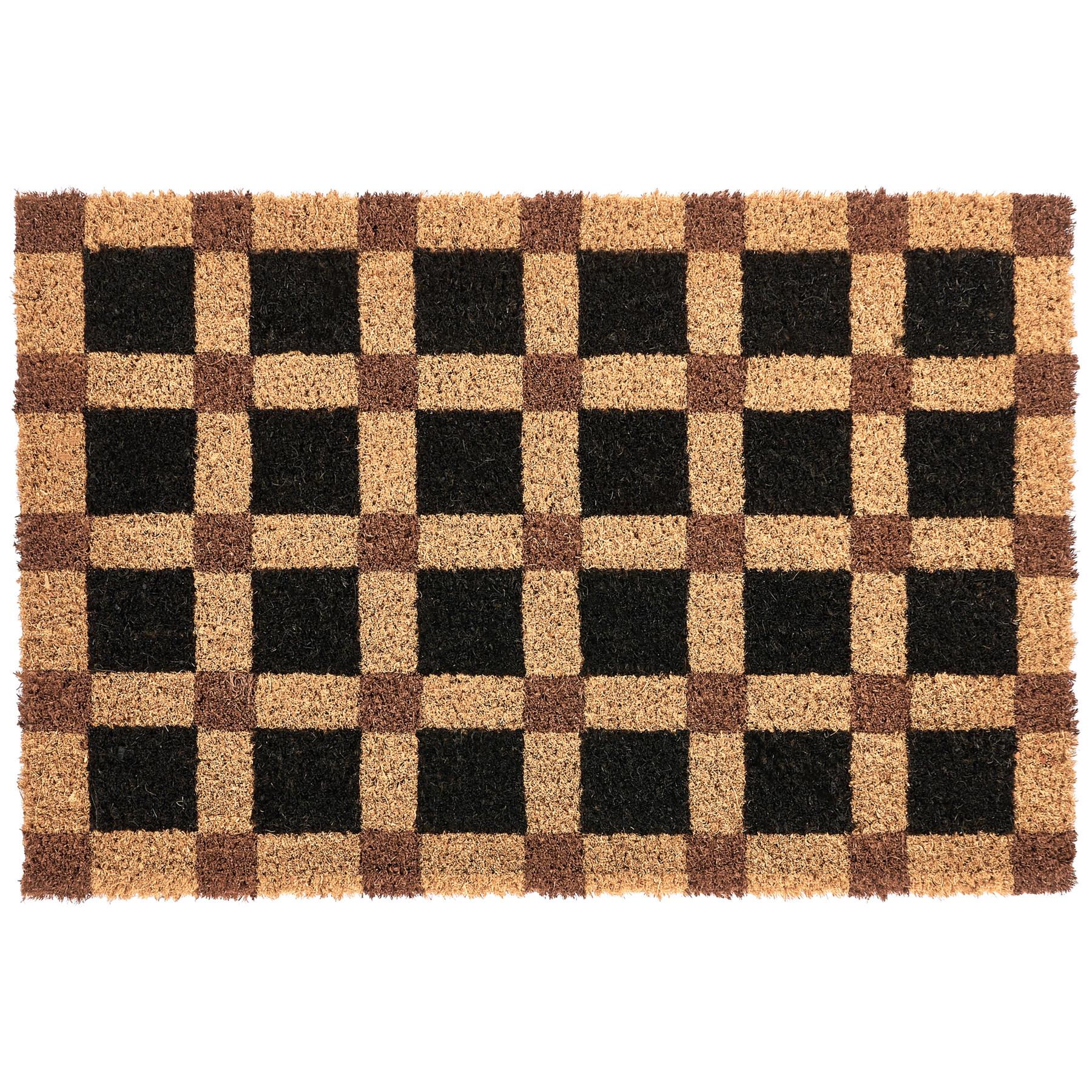 FUSSMATTE Beige/Schwarz 40/60 cm Kokosfasern Villasis - Beige, Textil (40/60cm) - Beliani
