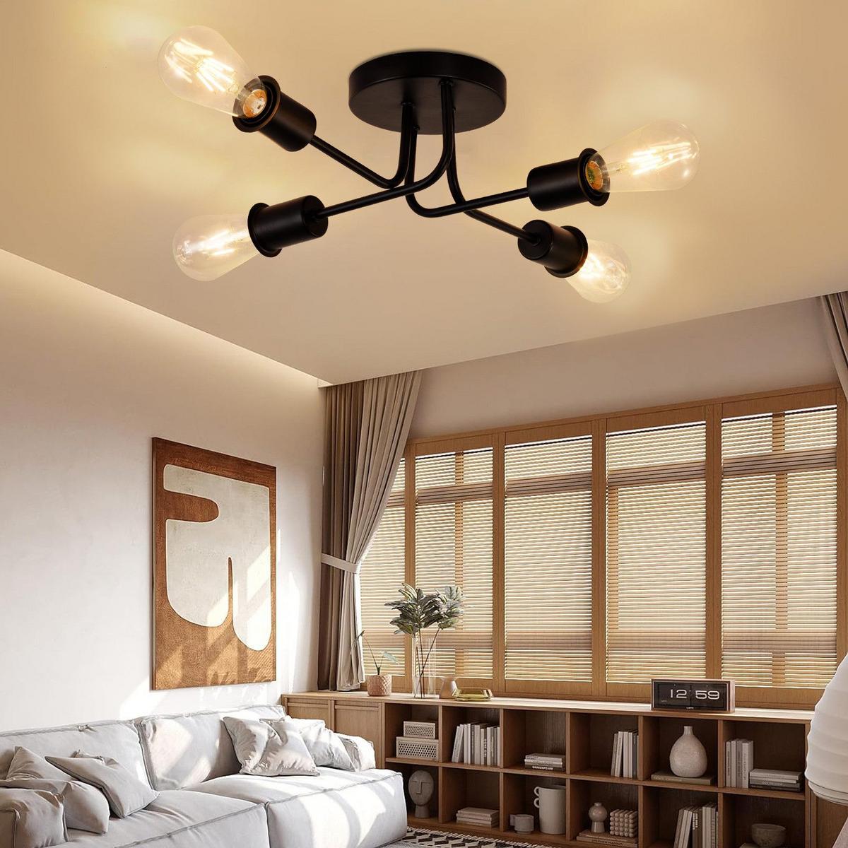 DECKENLEUCHTE Mandeville 44.5/44.5/14.5 cm - Schwarz, Metall (44.5/44.5/14.5cm) - Nettlife