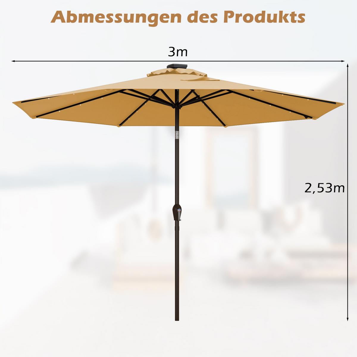 PATIO-SCHIRM Beige - Beige, Kunststoff (300/300cm) - COSTWAY