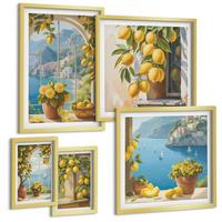 BILDER SET 5er Set - 50x50 cm & 20x30 cm & 40x60 cm Goldrahmen - Meerblick, italienische Zitronen - Goldfarben, Kunststoff (40/60cm) - TULUP