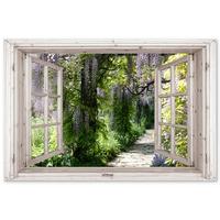 GARTENPOSTER Blauer Regen - Blumen - Aussicht - Baum - Frühling Poster für draußen 180x120 cm - Beige, Kunststoff (180/120/0.2cm) - OnlyWow