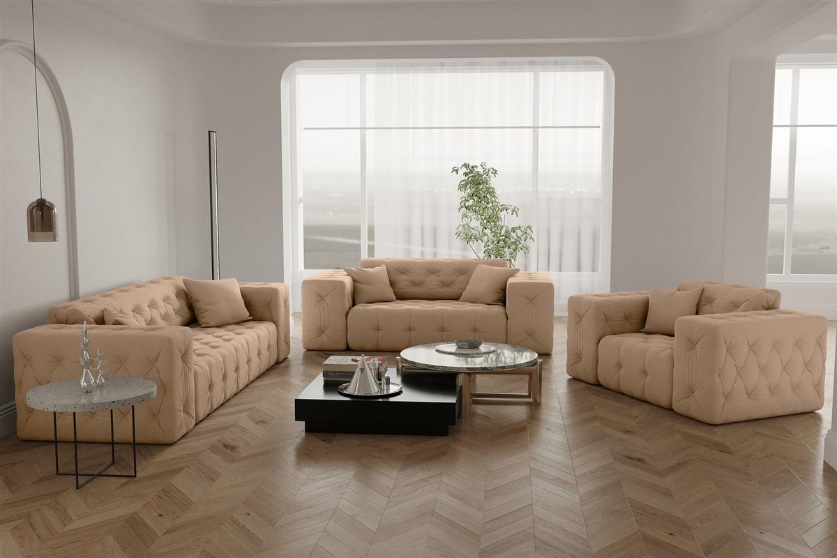 SOFA 2-sitzer Chantal - Beige, Holzwerkstoff/Textil (186/78/96cm) - Fun Möbel