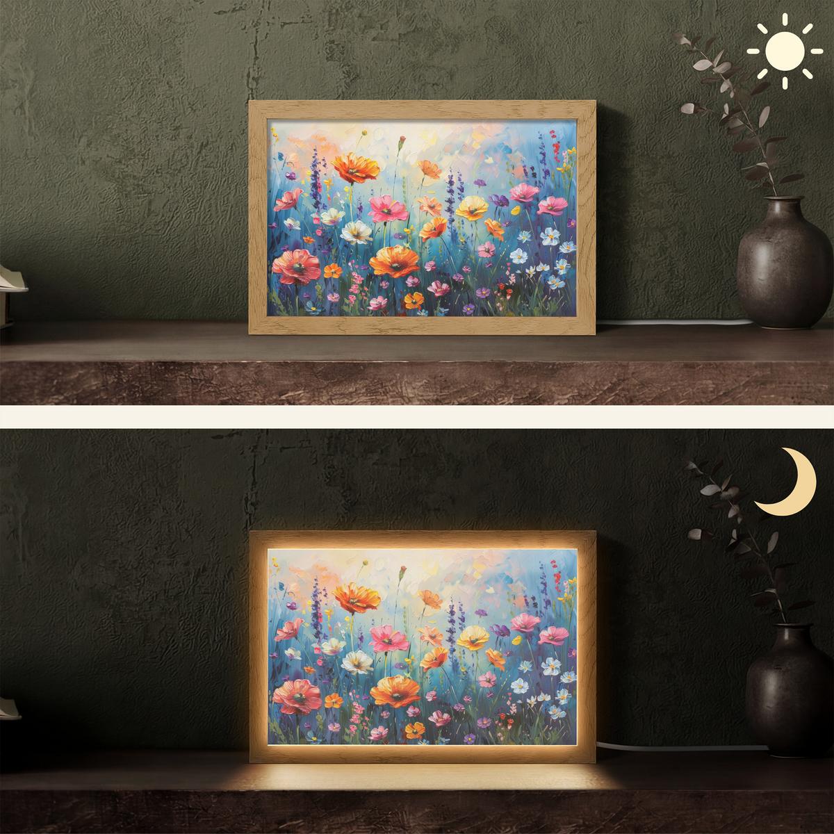 TISCHLEUCHTE Blumen - Natur - Aquarell - Kunst 30x20 cm - Altrosa, Holzwerkstoff (8/30/20cm) - OnlyWow