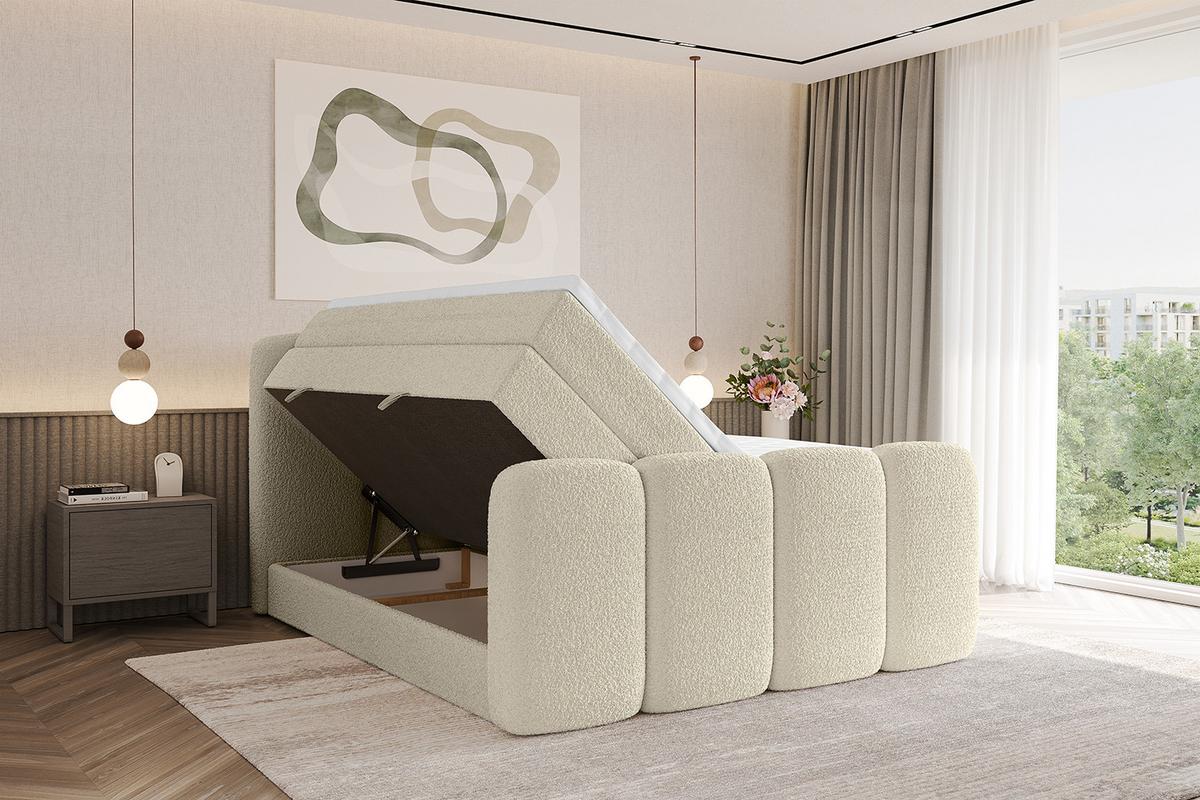 BOXBETT mit Matratze H3|H4 und Lattenrost - NINA-Z KING - 140x200 cm Quelle - Beige - Sandfarben, Holzwerkstoff (140/200cm)