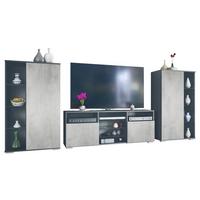 WOHNWAND Davos Beton Oxid Optik - Hellgrau, Holzwerkstoff (329/134/35cm) - Vladon