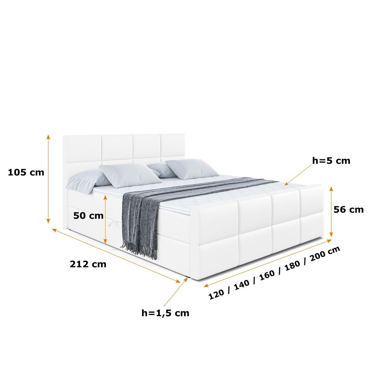 BOXBETT ARDENI-Z - 140x200 cm - H4 - Weiß Hochglanz - Weiß Hochglanz, Holzwerkstoff (140/200cm) - ALTDECOR