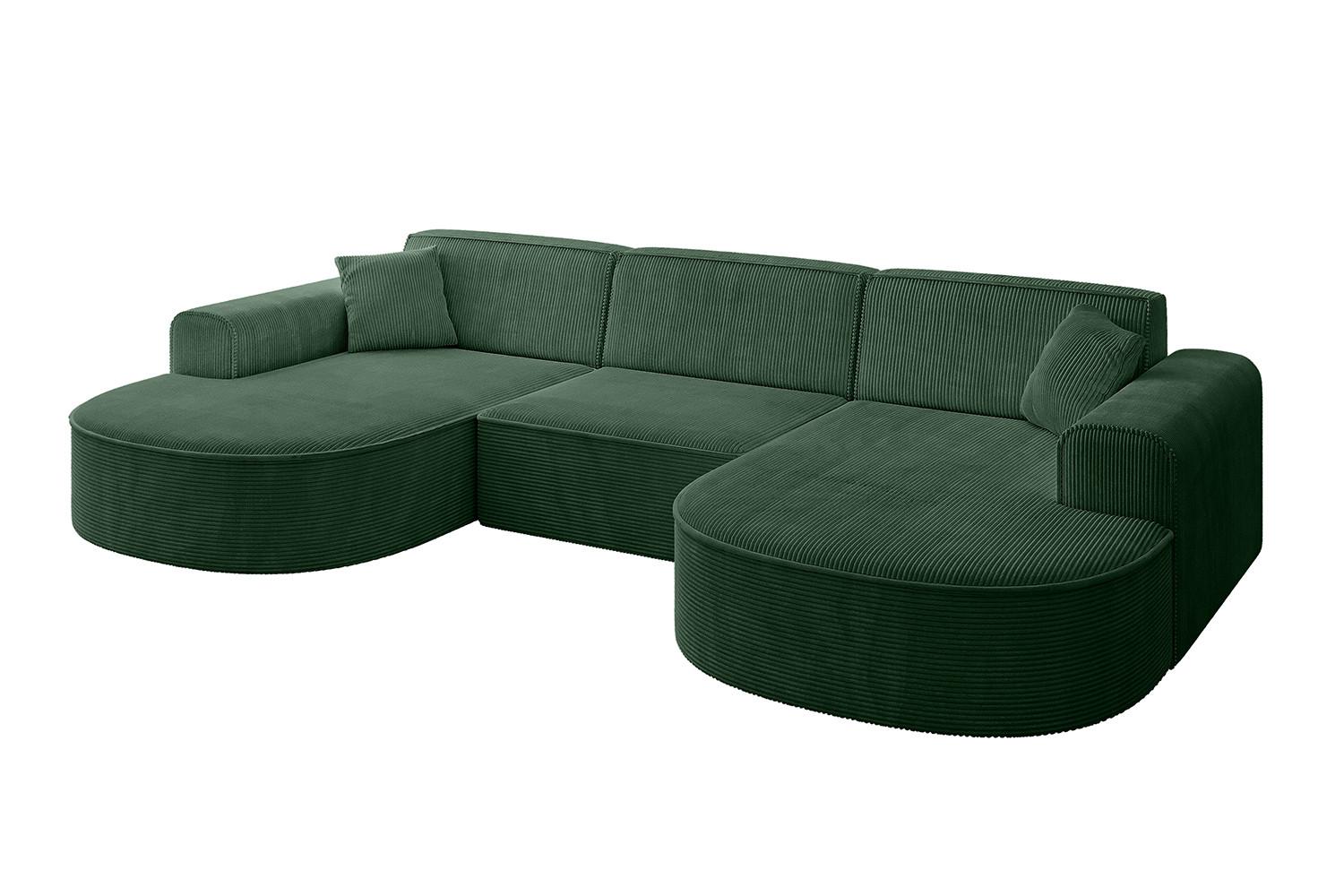 WOHNLANDSCHAFT MARI-U1 - 303x171x79 cm Grün Cord - Schwarz/Grün, Holzwerkstoff/Kunststoff (303/79/171cm) - ALTDECOR