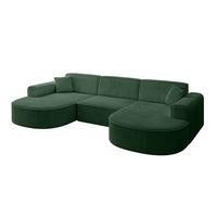 WOHNLANDSCHAFT MARI-U1 - 303x171x79 cm Grün Cord - Schwarz/Grün, Holzwerkstoff/Kunststoff (303/79/171cm) - ALTDECOR