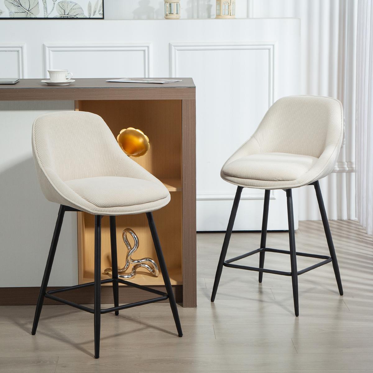 BARHOCKER 2ER-SET aus Polyester Cremeweiß - Creme, Textil (49/88/52cm) - HOMCOM