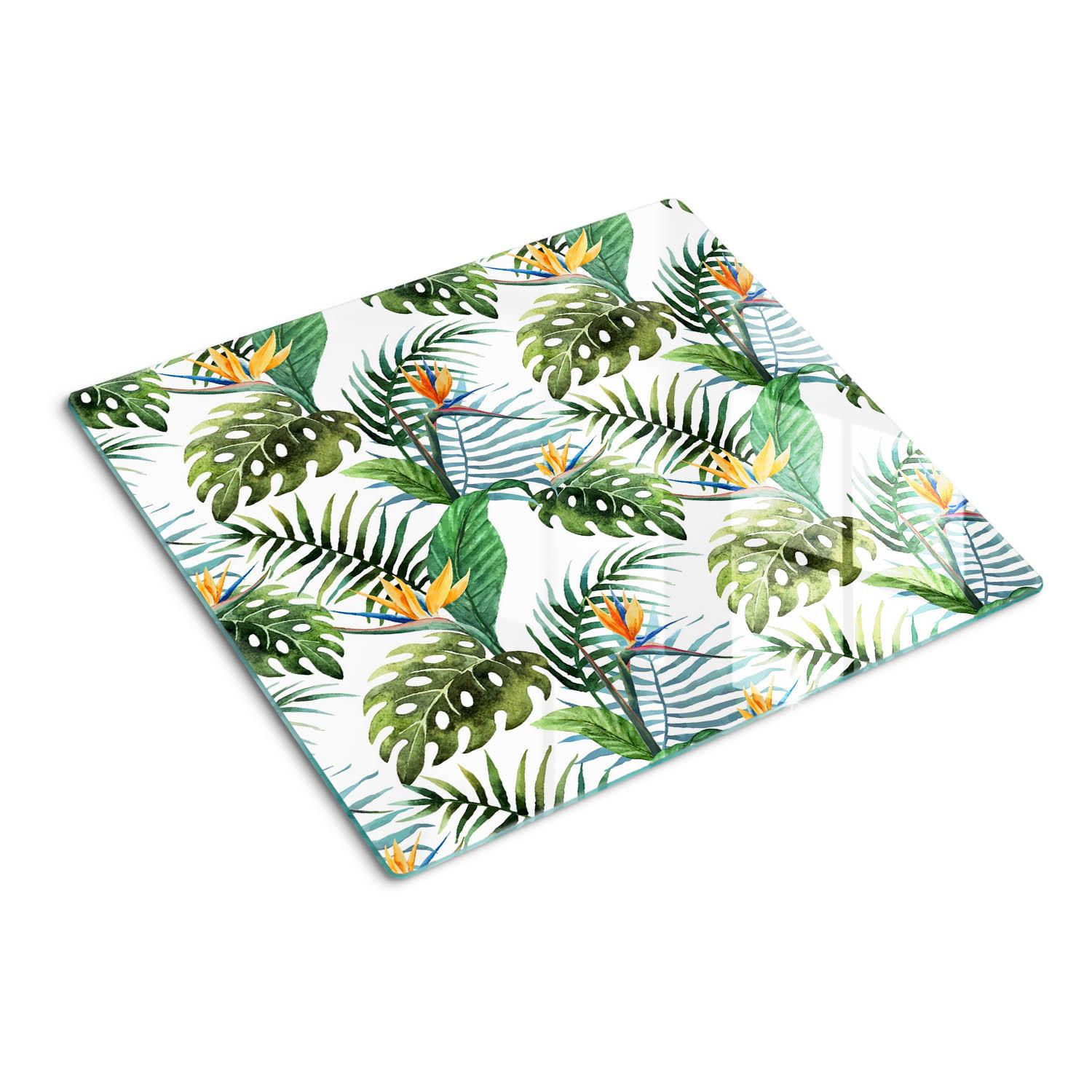 GLASPLATTE 60x52 cm Tropische Blumen - Grün, Glas (60/0.4/52cm) - TULUP
