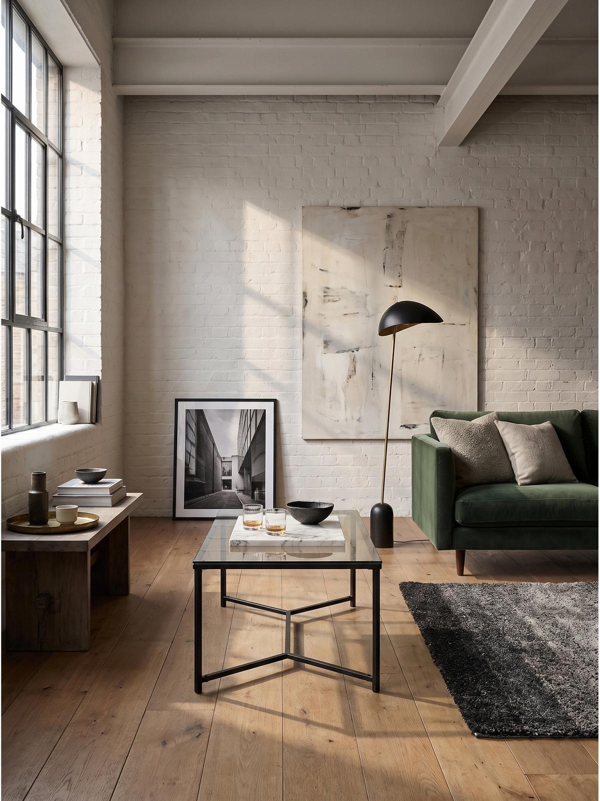 COUCHTISCH ALCUDIA, Einscheibensicherheitsglas, Schwarz, 100 x 50 x 42 cm - Schwarz, Glas/Metall (50/100/42cm) - KADIMA DESIGN