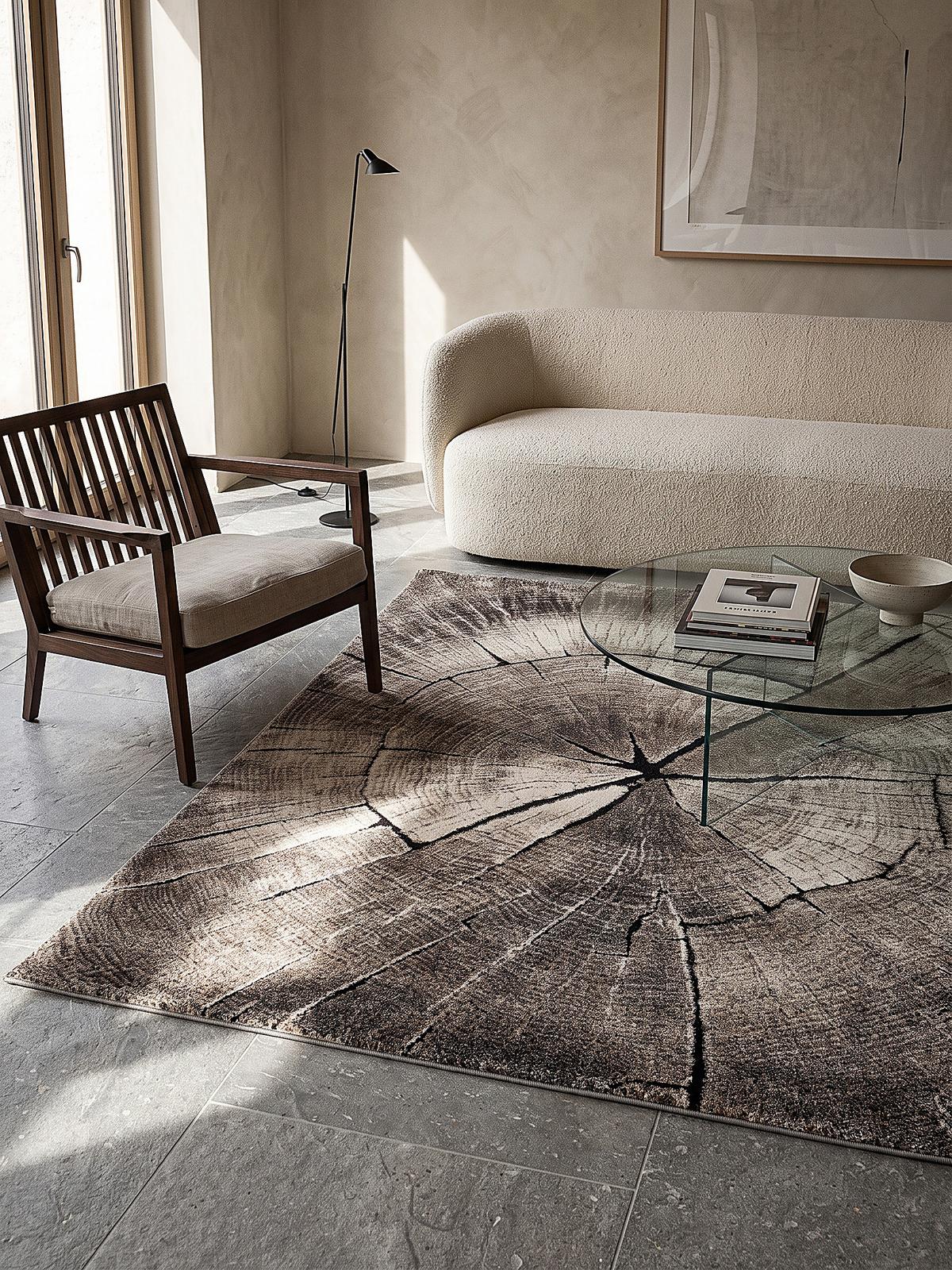 TEPPICH Kurzflor OGLIO Abstrakt Polypropylen-Polyester Natur 120 x 170 cm - Beige, Textil (120/170cm) - KADIMA DESIGN
