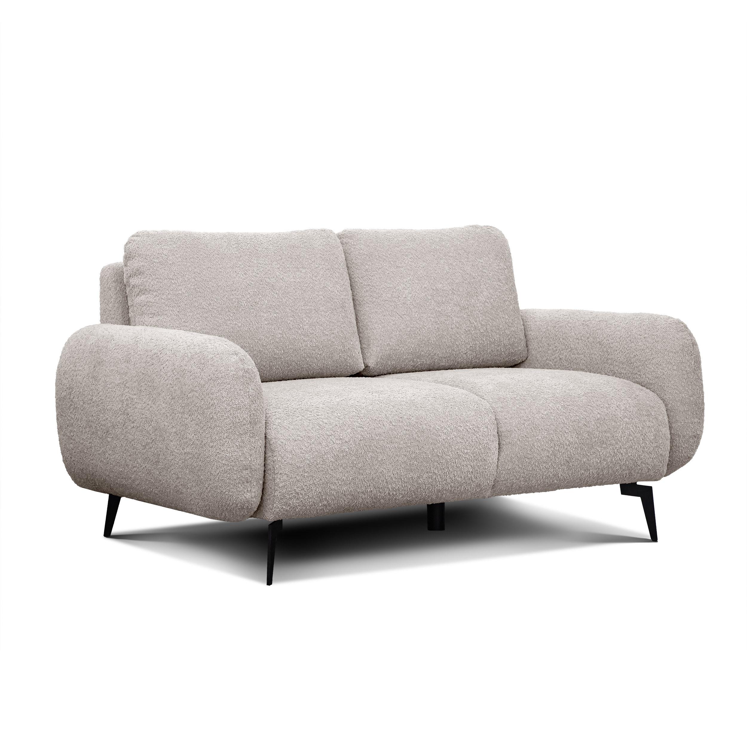 SOFA FEBE 2-Sitzer, ecru - Champagner/Schwarz, Holz/Textil (160/82/96cm) - Wozimo