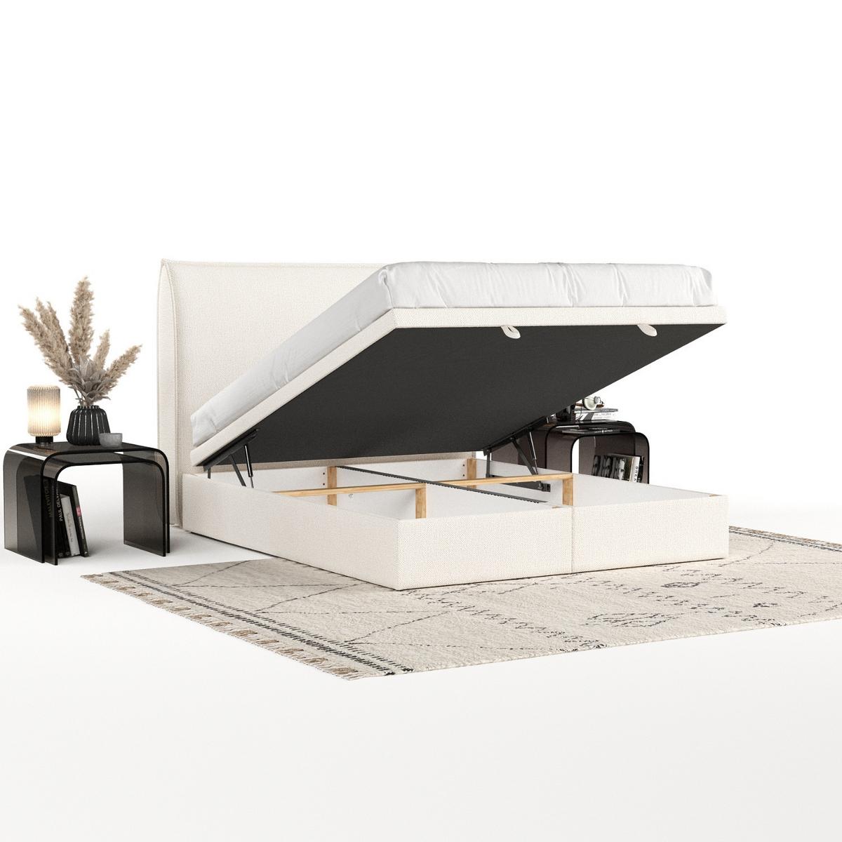 POLSTERBETT Tuvalu mit Stauraum 160/200 cm Creme im Alta Stoff - Creme/Schwarz, Holz/Holzwerkstoff (160/200cm) - AltaBeds