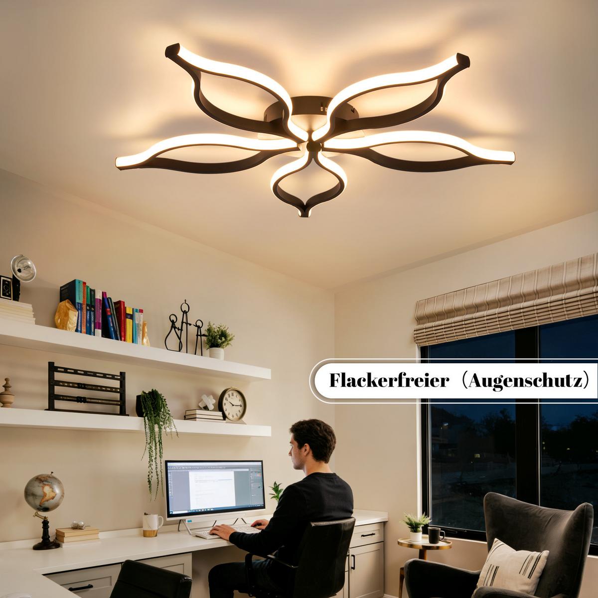 LED DECKENLEUCHTE Gelwynne 80/38/6 cm - Schwarz, Metall (80/38/6cm) - ZMH