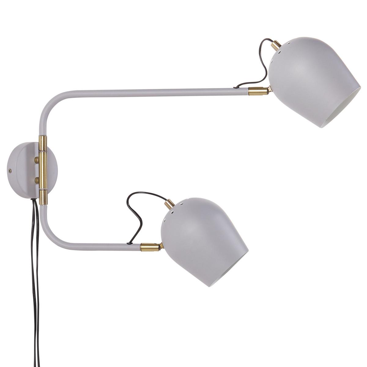 WANDLAMPE Grau/Weiß/Messing Estrella - Messingfarben/Weiß, Metall (13/56/54cm) - Beliani
