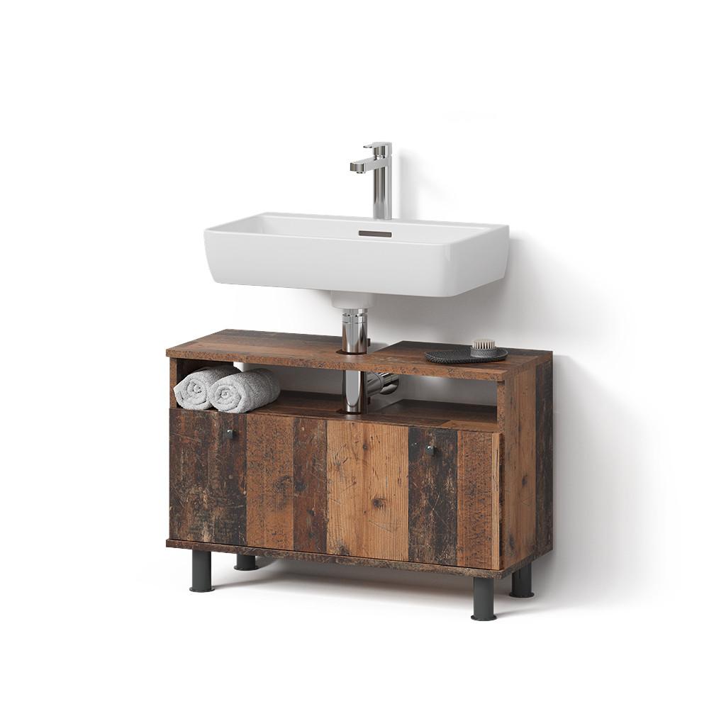WASCHBECKENUNTERSCHRANK Fucino Oldstyle 80.2 x 54 cm mit Schublade - Braun, Holzwerkstoff (80.2/54/32cm) - Livinity®