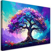 LEINWANDBILD Baum des Lebens Abstrakt 90x60cm - Multicolor, Textil (90/60cm) - Feeby