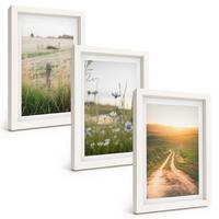 BILDER SET 3er Set - 20x30 cm Weißer Rahmen - Landschaften Natur Felder Weg - Weiß, Kunststoff (20/30cm) - TULUP