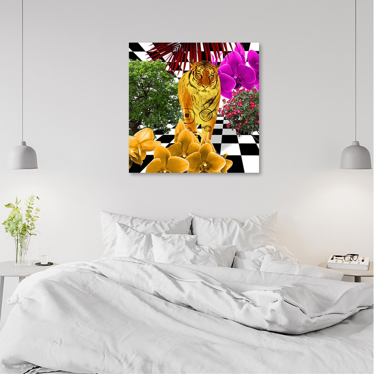 WANDBILD bunte tiger - Multicolor, Textil (30/30cm) - Feeby