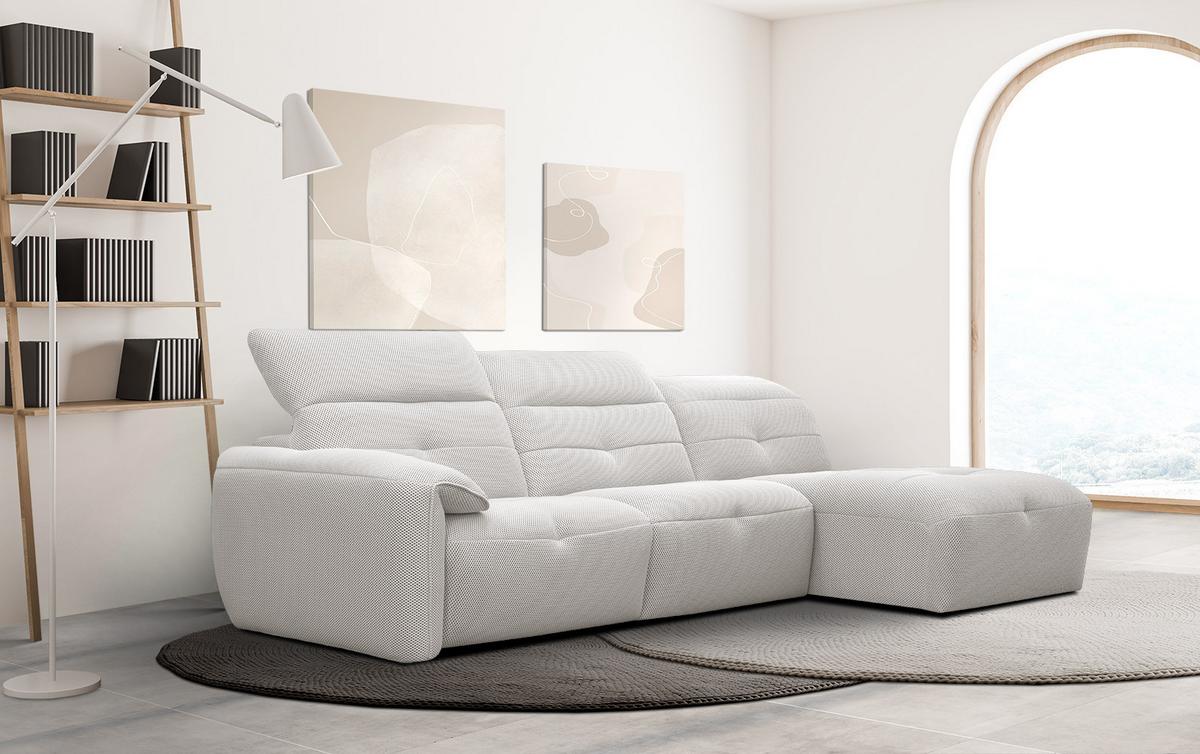 ECKSOFA TRENTO 4-Sitzer, ecru - Ecru/Schwarz, Holzwerkstoff/Kunststoff (262/165cm) - Wozimo