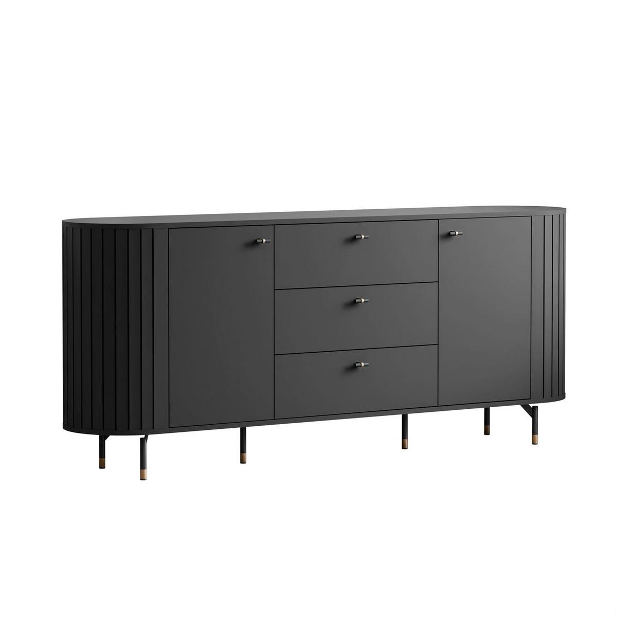 KOMMODE ELODIE 190 2T3S Schwarz - Schwarz, Holzwerkstoff (190/81/40cm) - Lookway