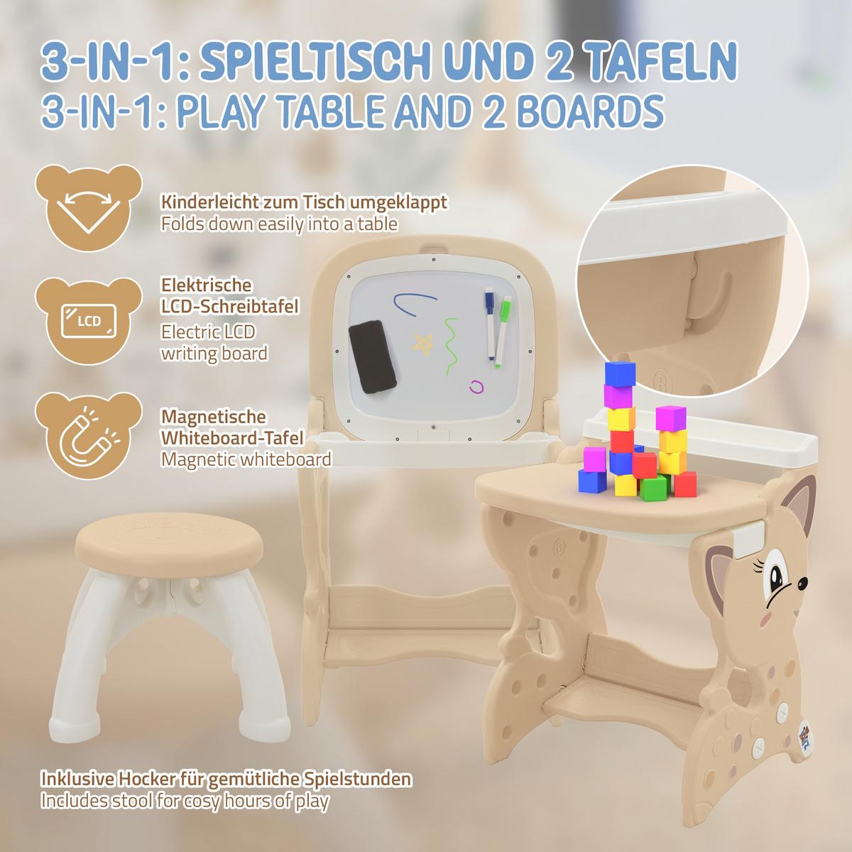 KINDER MALTISCH Braun mit Hocker - Braun, Kunststoff (41/76/45cm) - Joyz