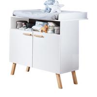 WICKELKOMMODE weiß matt mit Buche massiv, Wickeltisch 96 x 105 cm - Eichefarben/Buchefarben, Holz/Holzwerkstoff (78/105/96cm) - Top.Furn
