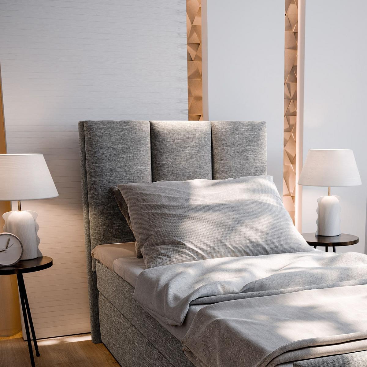 BOXBETT LAGO 80 80x200 cm mit Matratze und Topper - Grau - Grau, Holz (80/200cm) - MASSENO