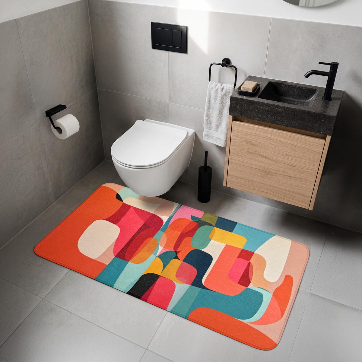WC-VORLEGER Formen - Bunt - Abstrakt - Flugzeuge WC Teppich 120x60 cm - Multicolor, Textil (120/1cm) - OnlyWow